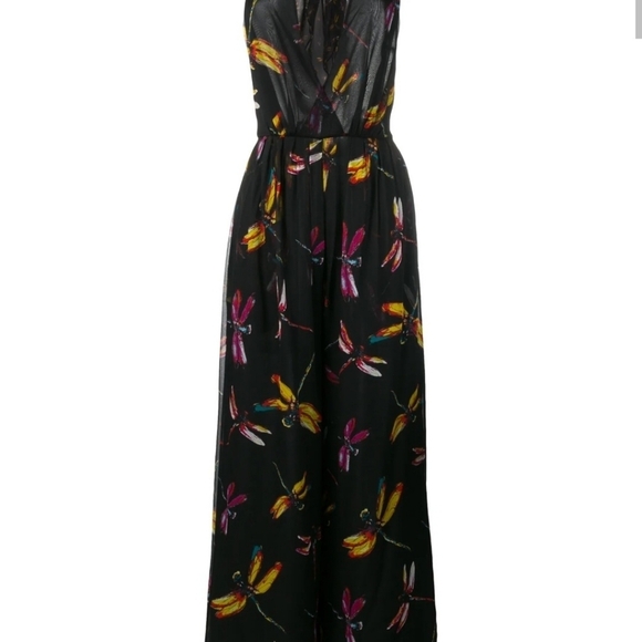 DVF Diane Von Furstenberg Justine Dragonfly Jumpsuit V-neck - Large - Picture 4 of 14